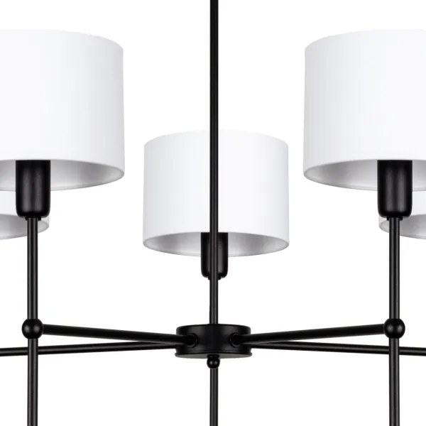 Lustră pe tijă MADELA 5xE14/40W/230V alb/negru