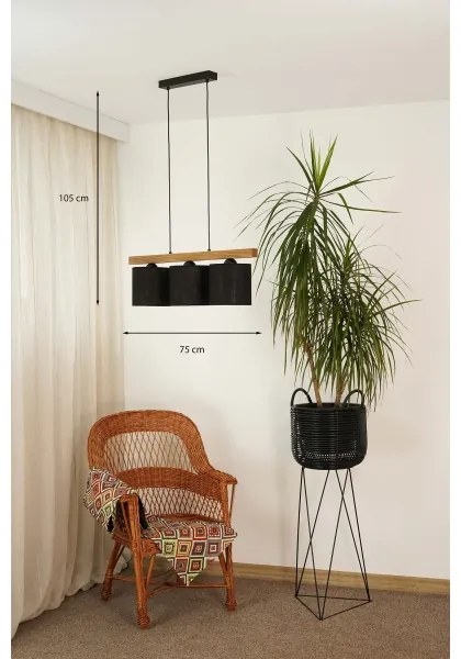 Lustră pe cablu Brilagi FOREST 3xE27/15W/230V pin/negru