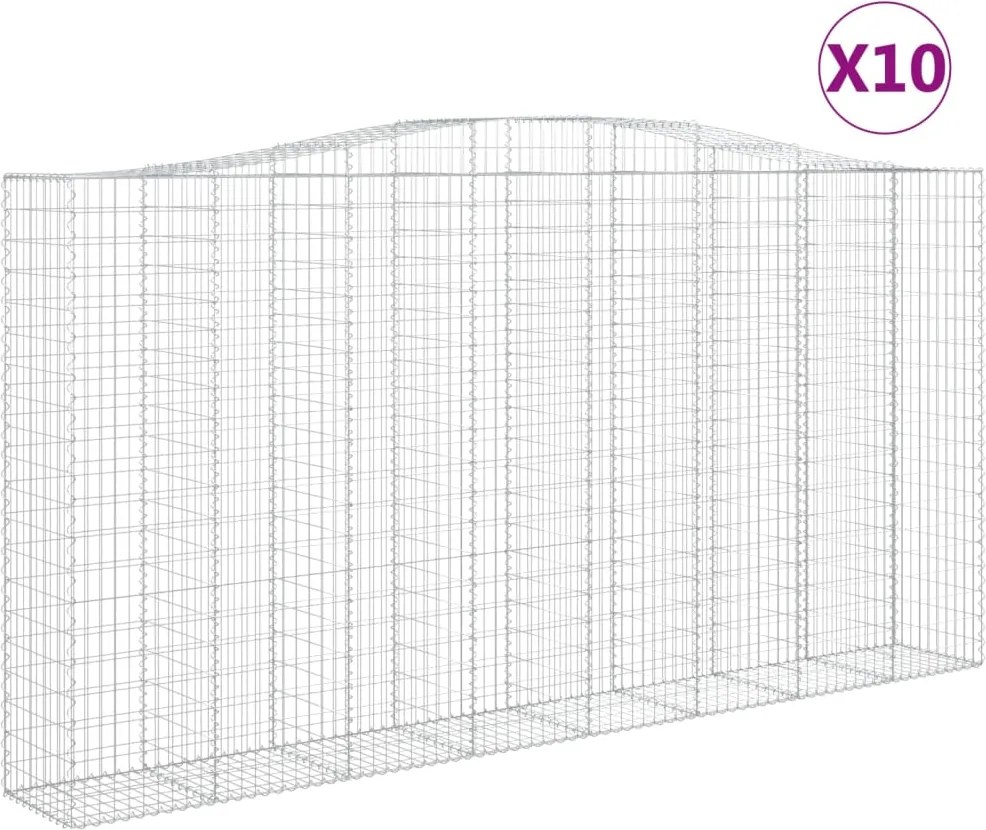 vidaXL Coșuri gabion arcuite, 10 buc 400x50x200/220cm, fier galvanizat