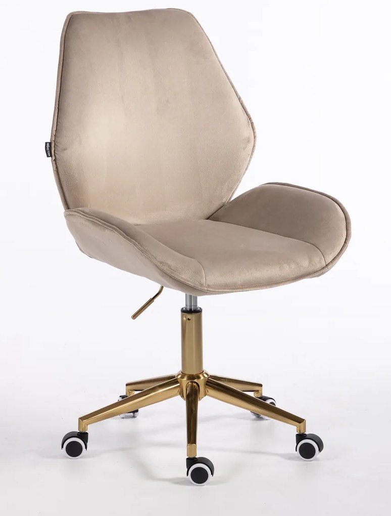 HR350K Scaun Latte din Catifea Bază Aurie