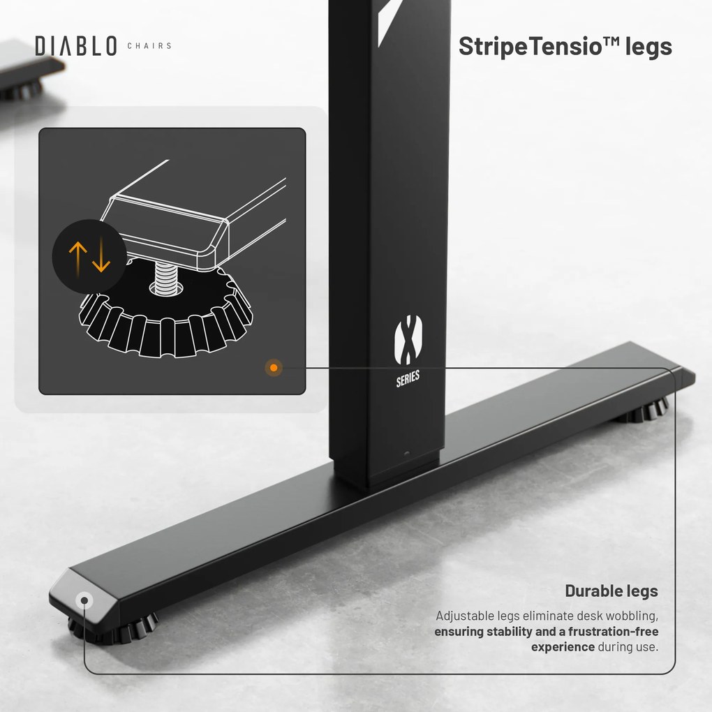 Birou reglabil pe înălțime Diablo X-Tensio 1100 negru