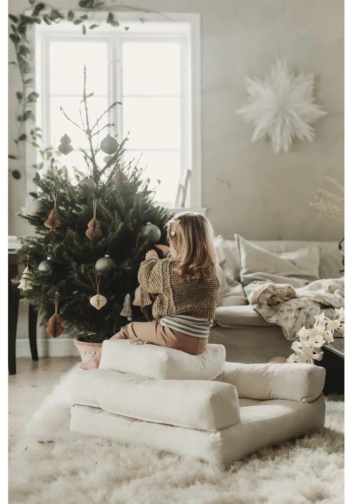 Fotoliu extensibil pentru copii cu taburet Karup Design Mini Cube Creamy