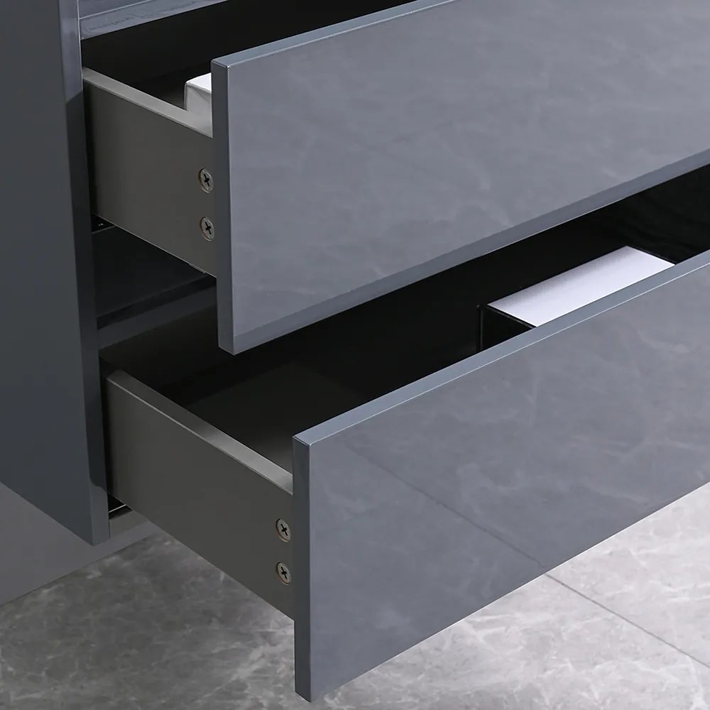 Mobilier de baie Cube 100 cm cu chiuvetă ceramică 2 sertare cu oglindă 60x100 cm gri antracit