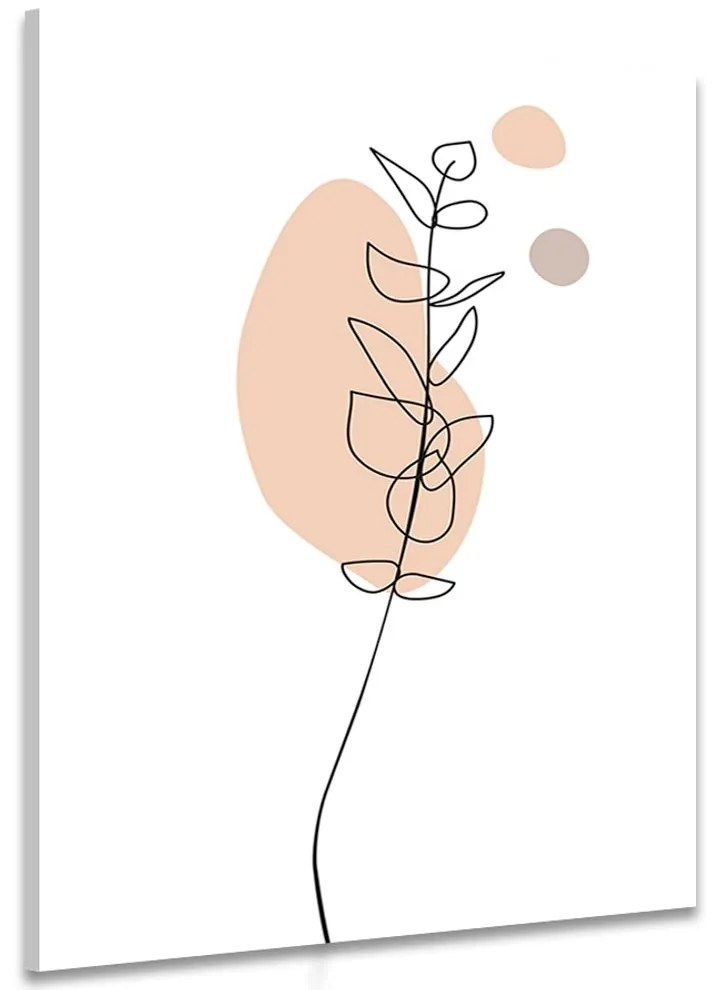 Tablou frunză minimalistă pe fundal alb No3