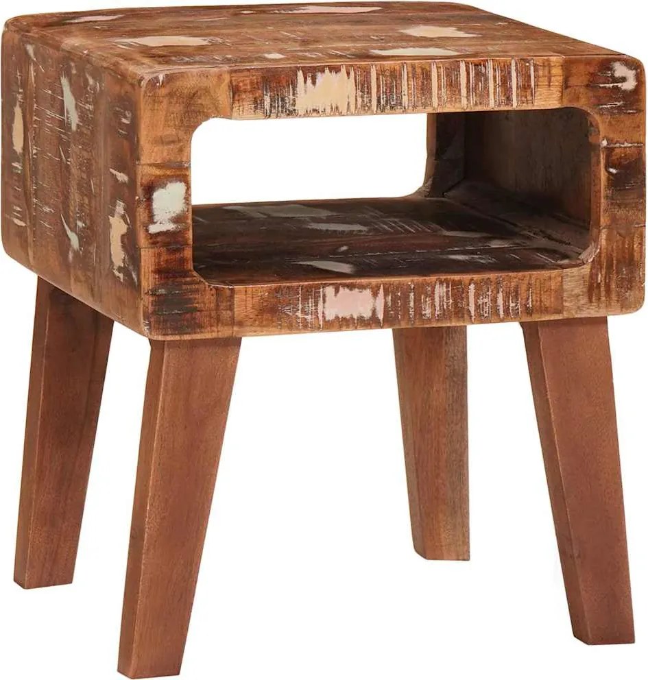vidaXL Masă laterală cu raft Maro 40 x 32 x 46 cm Lemn recuperat masiv