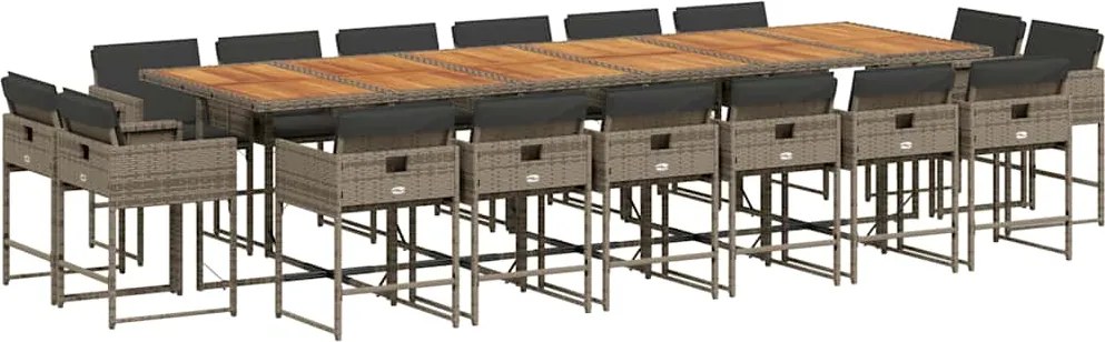 vidaXL Set mobilier de grădină cu perne, 17 piese, gri, poliratan