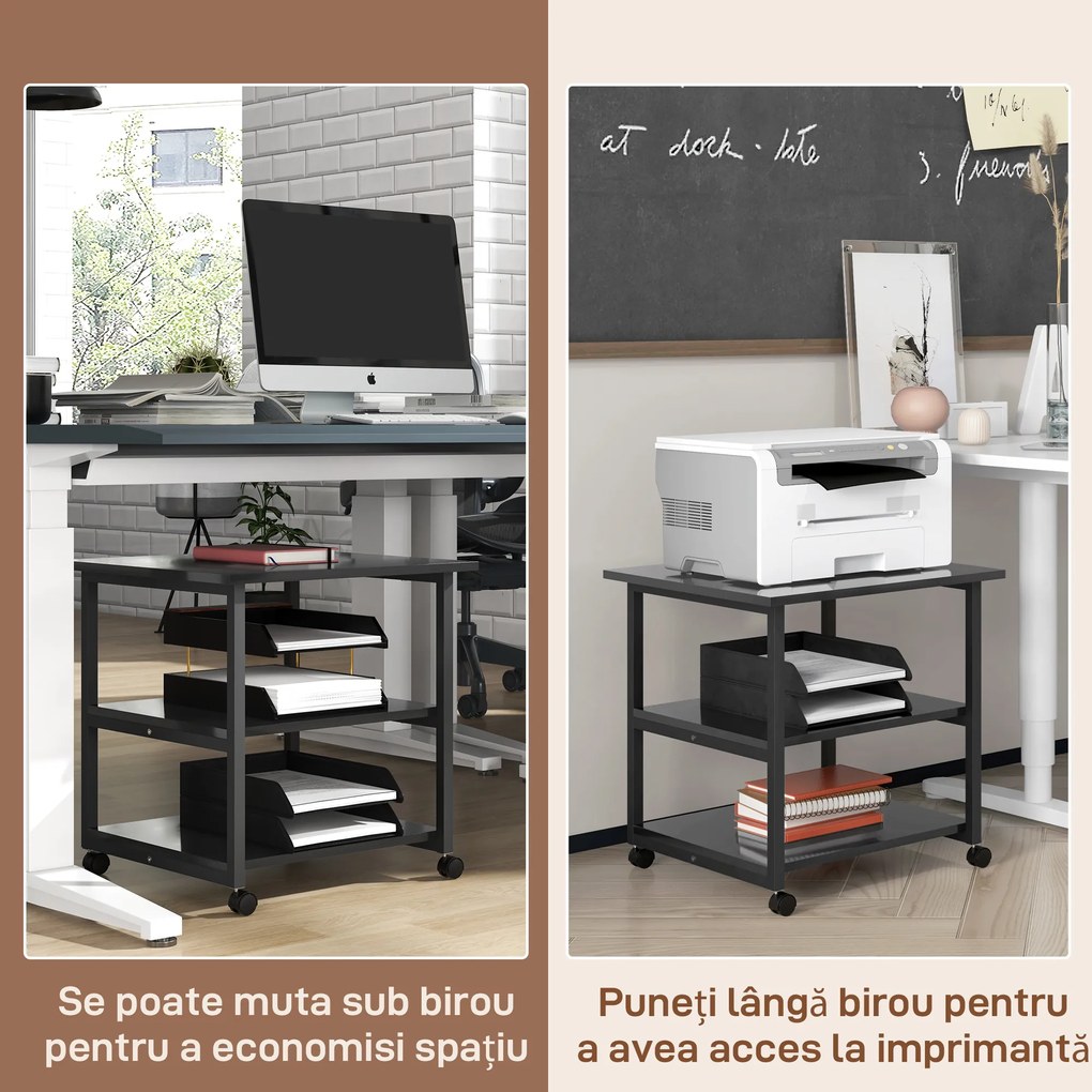 HOMCOM Suport Imprimantă cu Raft de Depozitare, 50x50x52.5 cm, Alb | Aosom Romania