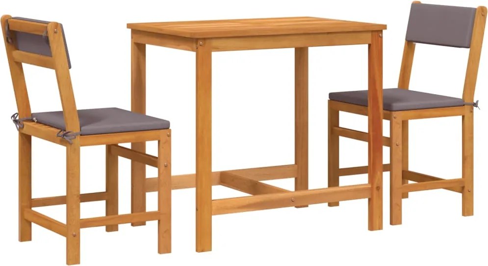vidaXL Set mobilier de balcon cu perne, 3 piese, lemn masiv acacia