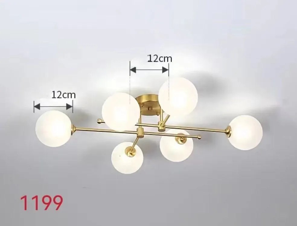 Lustra LED Pendul Elit's Imala Premium , 6 Abajururi, bec G9 Gold