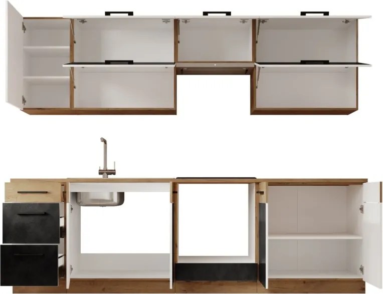 Set mobilier de bucătărie „Vika - Matera”, ADRK Furniture (Lungime: 240 cm)