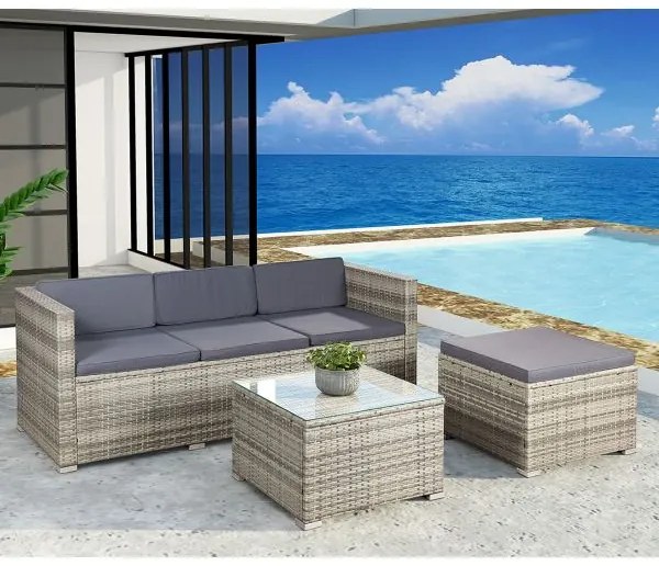 Jusky Set ratan de gradina Punta Cana M - perne gri/antracit