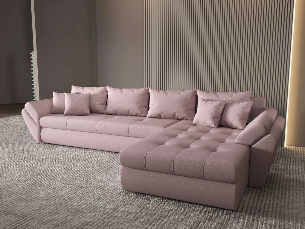 Colțar extensibil dumonde cu ladă de depozitare si sezut confortabil din spuma high-density, Loana XL Enjoy Flamingo II 335x185 cm