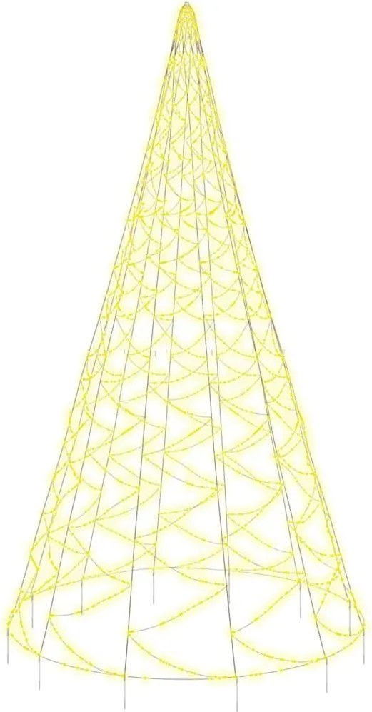 vidaXL Brad de Crăciun pe catarg, 3000 LED-uri, alb cald, 800 cm