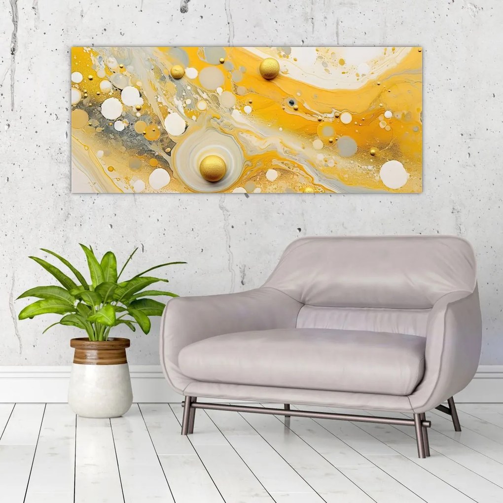Tablou - fundal abstract cu decor de aur (120x50 cm)
