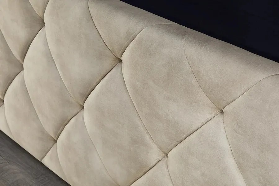 Pat ELYSIUM 180x200cm catifea bej sampanie cu spatiu de depozitare