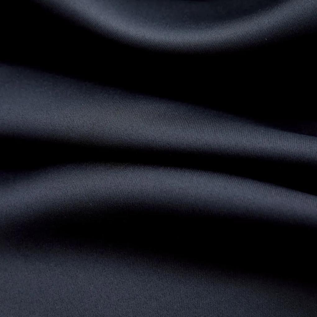Draperie opaca cu inele metalice, negru, 290 x 245 cm 1, Negru