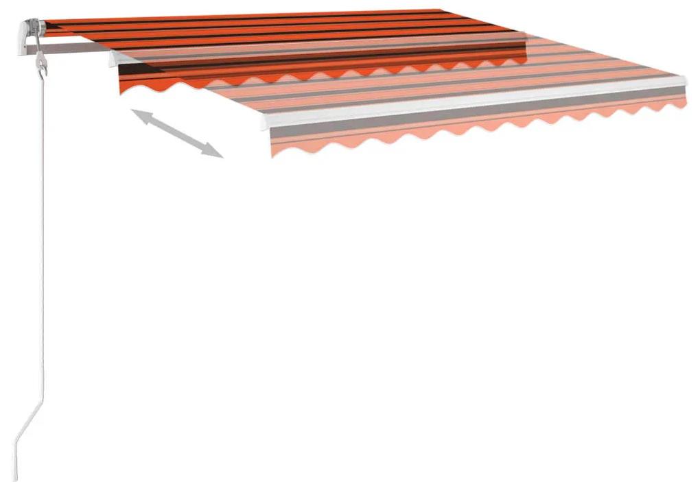 Copertina retractabila manual cu stalpi portocaliu maro 3x2,5 m portocaliu si maro, 3 x 2.5 m