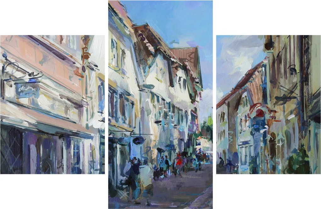 Tablou - Strada orașului vechi, pictură acrilică (90x60 cm)