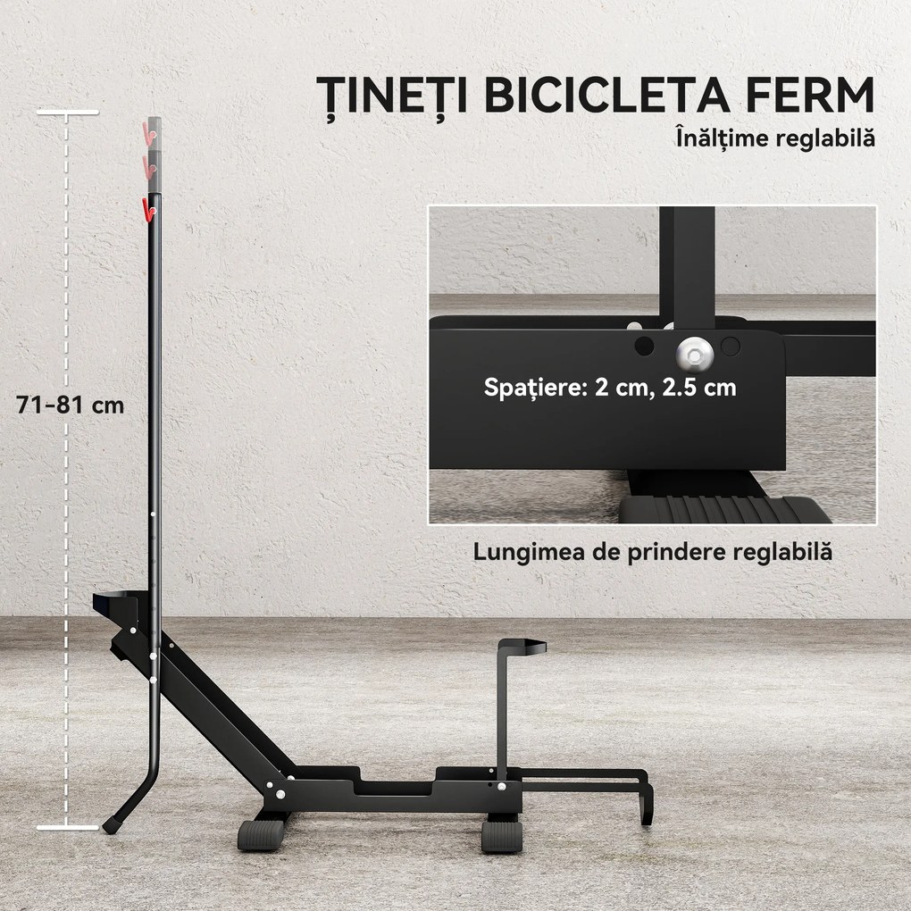 SPORTNOW Suport pentru Biciclete Reglabil din Oțel și Plastic, Negru | Aosom Romania