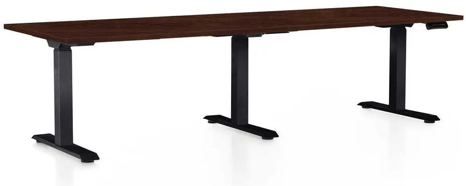 Masă înălțime reglabilă OfficeTech Long, 240 x 80 cm, picioare negre, wenge