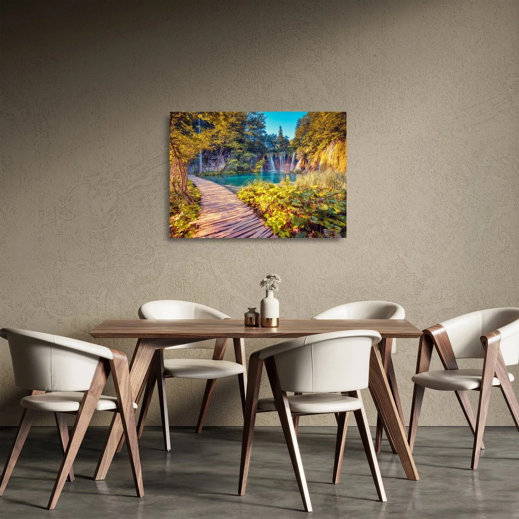 Tablou pe sticlă - Lacurile Plitvice, Croația (70x50 cm)