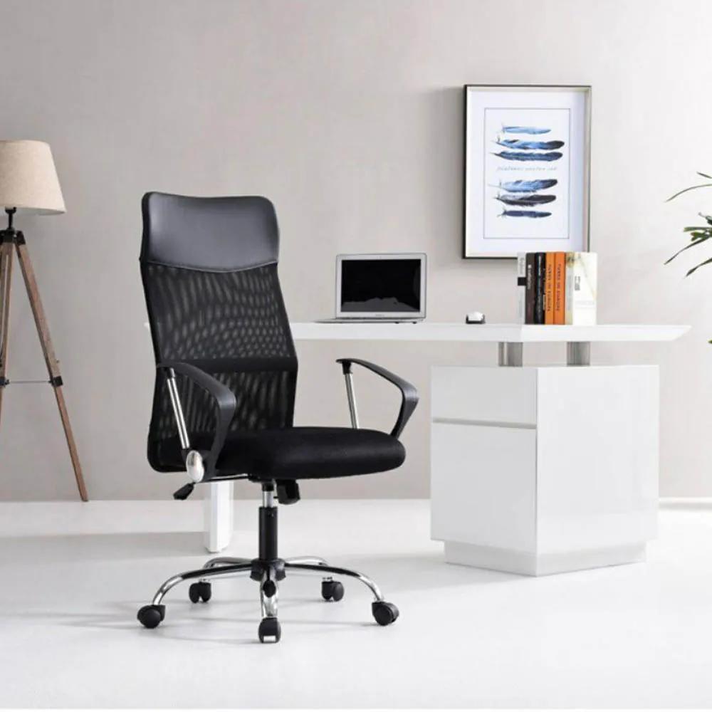 Scaun de birou ergonomic cu spatar inalt- negru