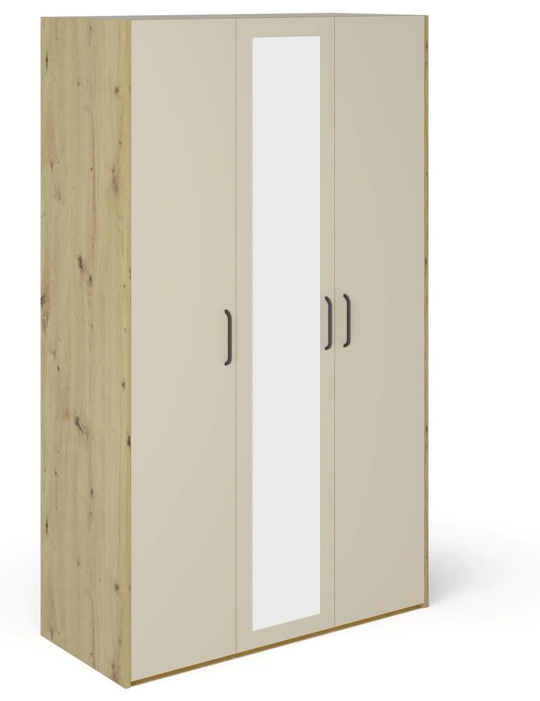 Dulap Malmo, 3 Usi, Stejar Artisan/Argila, 120 x 52 x 200 cm