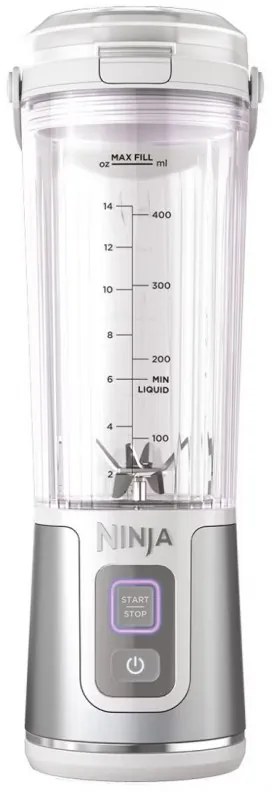 Blender portabil Ninja Blast BC151EUWH, 7.4W, 530 ml, Lama din otel cu 6 lame, Zdrobire gheata, Până la 10 cicluri, Fara BPA, USB-C, Alb