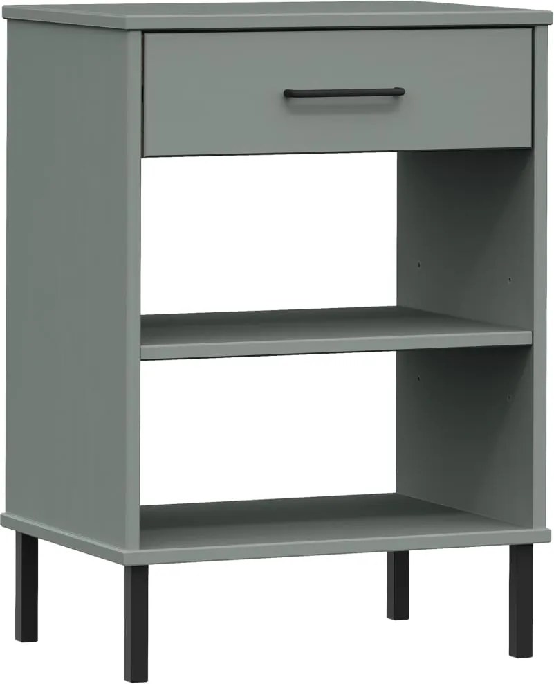 vidaXL Dulap consolă cu picioare metalice „OSLO”, gri, lemn masiv pin