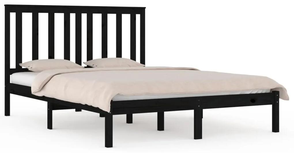 3103817 vidaXL Cadru de pat mic dublu, negru, 120x190 cm, lemn masiv de pin