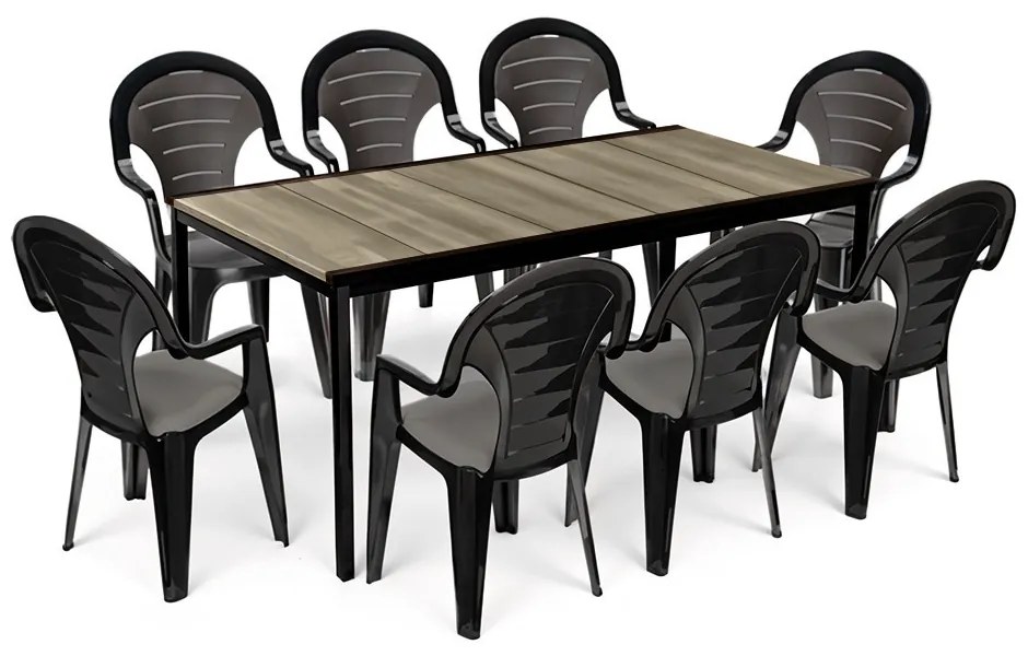 Lagos Large 8+1 kerti bútor garnitúra szett kőris-grafit