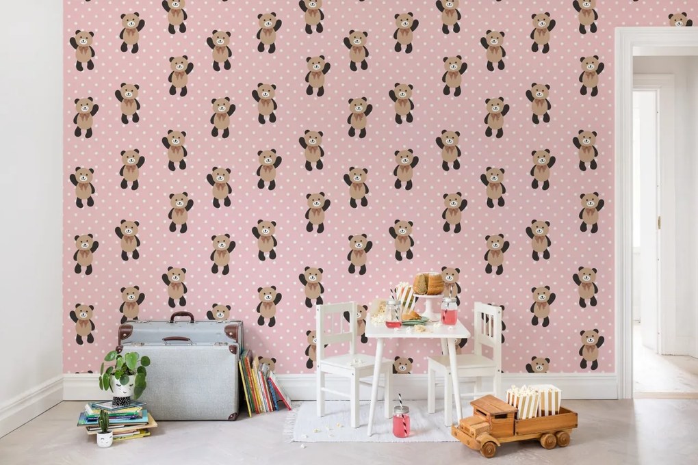 Fototapet, Hello Bear, Baby Pink, Rebel Walls