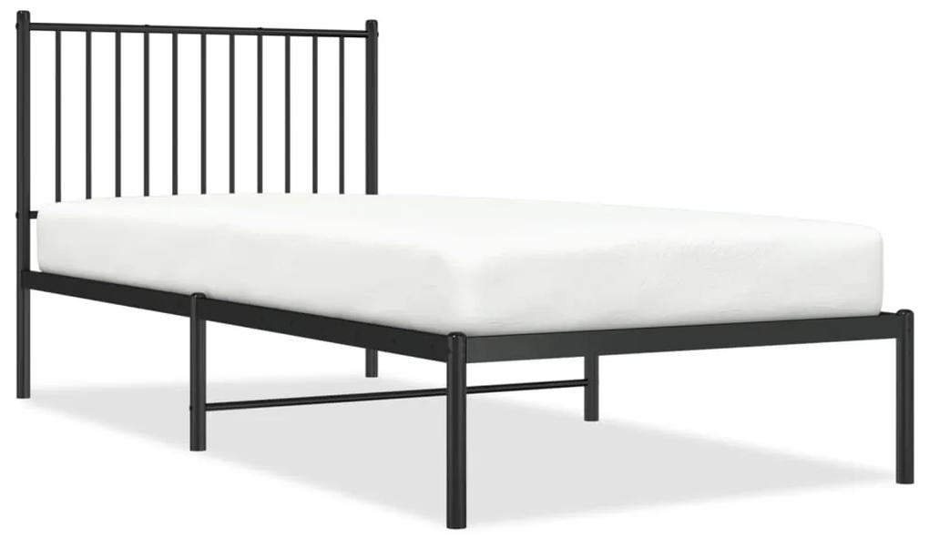 350857 vidaXL Cadru pat metalic cu tăblie, negru, 90x200 cm