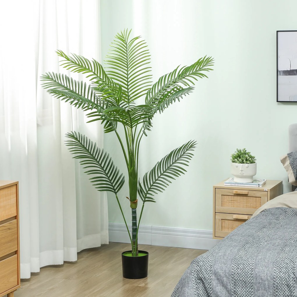 HOMCOM Palmă Artificială Areca înaltă de 150 cm, Plantă Falsă Realistă pentru Interioare cu Vas, Decorațiune pentru Casă și Birou, Verde | Aosom Romania
