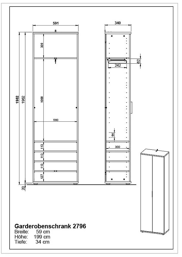 Dulap în decor de stejar 59x199 cm Fremont - Germania