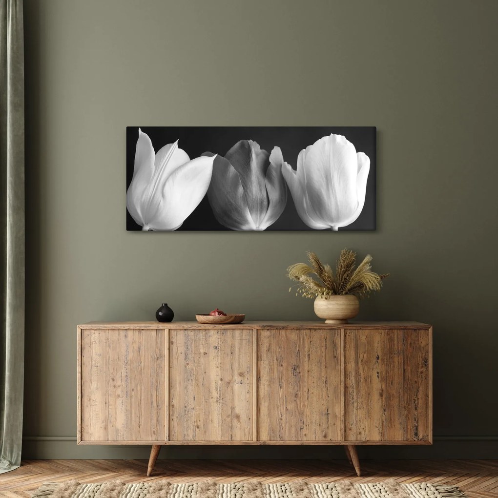 Tablou - Lalele alb negre (120x50 cm)