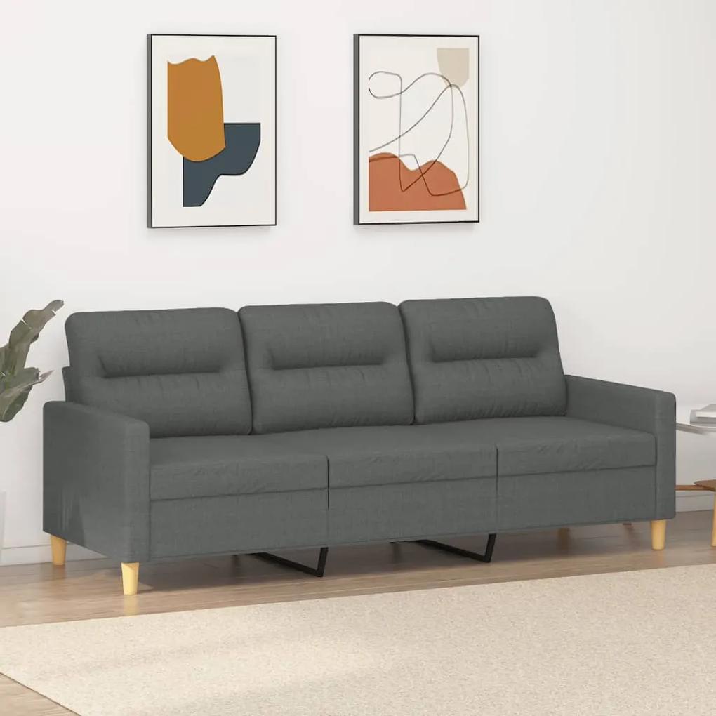 Canapea cu 3 locuri, gri inchis, 180 cm, material textil