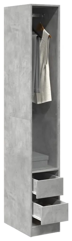 vidaXL Șifonier, gri beton, 30x50x200 cm, lemn prelucrat