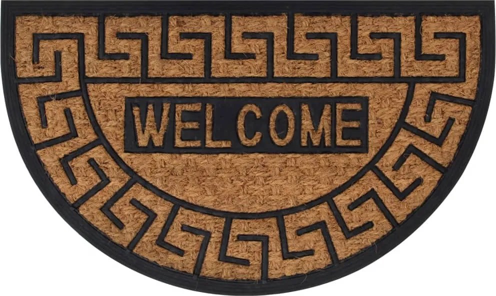 vidaXL Covoraș de ușă semirotund, 45x75 cm, cauciuc și nucă de cocos