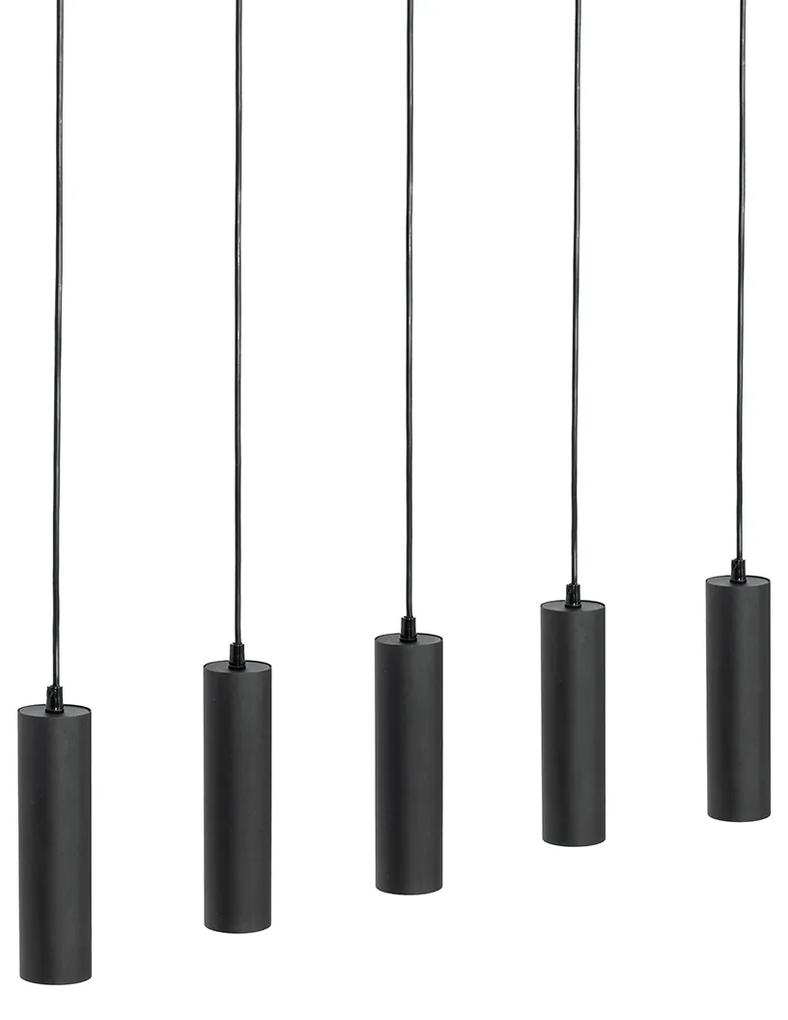 Lampa suspendata moderna neagra cu lemn 5 lumini - Jeana