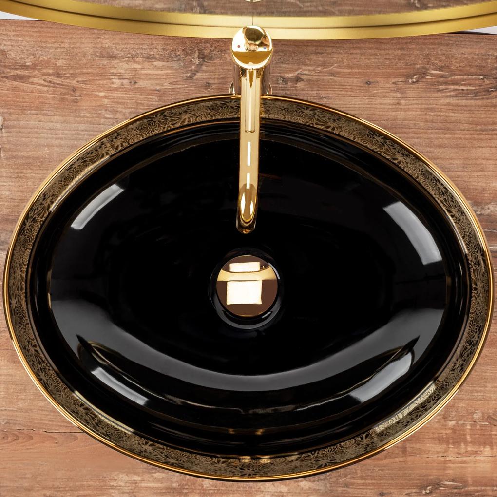 Lavoar Margot ceramica sanitara Negru/Gold – 52 cm