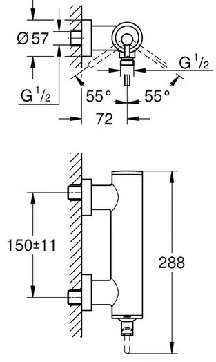 Baterie dus Grohe Atrio antracit periat Hard Graphite monocomanda