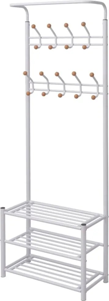 vidaXL Cuier haine cu raft pentru pantofi, alb, 68 x 32 x 182,5 cm