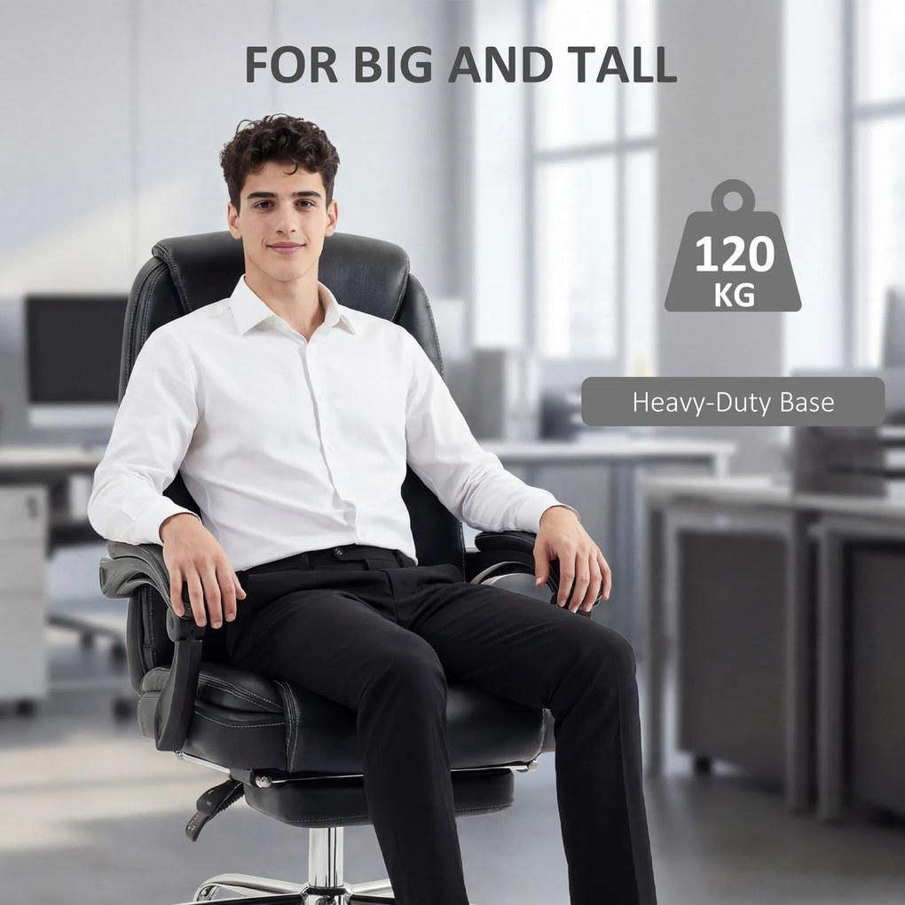 HOMCOM Scaun de birou rabatabil cu suport pentru picioare și capacitate de 120 kg, negru | Aosom Romania