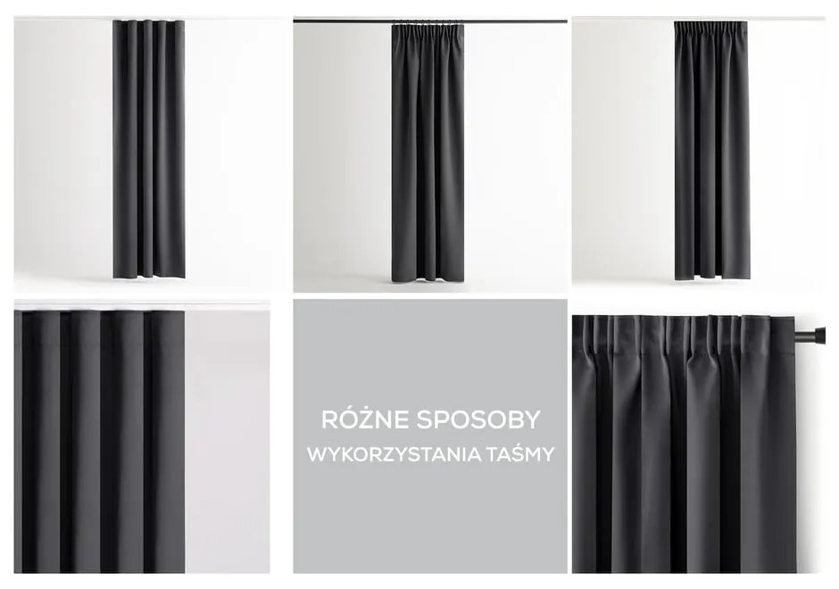 Draperie gri închis dimout (semi-opacă) 140x245 cm Kierra – Restilo