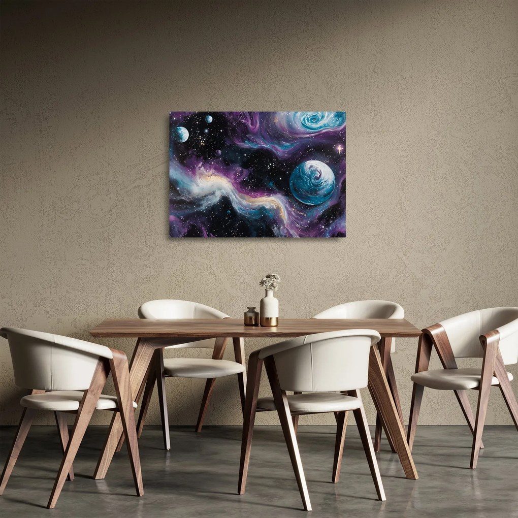 Tablou pe sticlă - Univers pictat (70x50 cm)