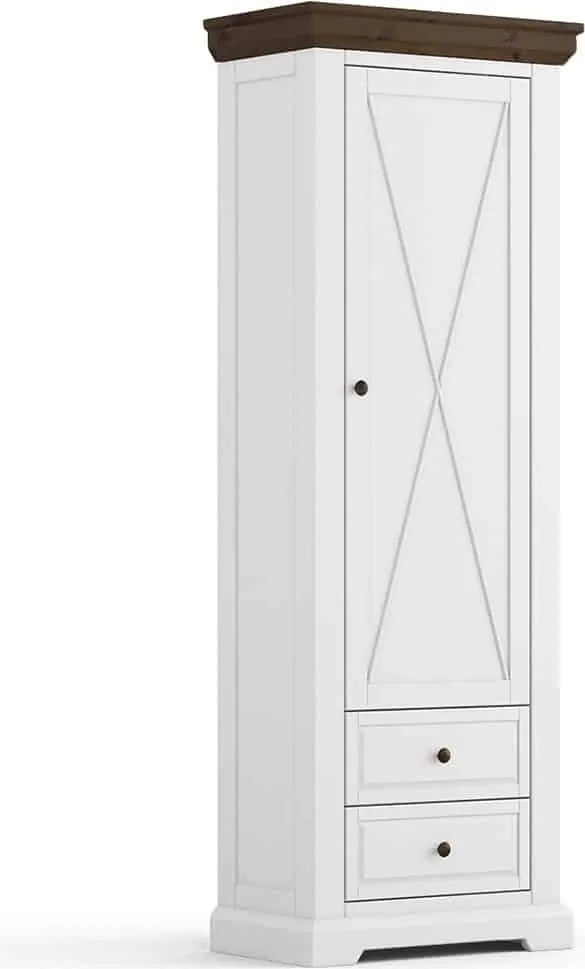 Dulap lemn masiv nuc Iris II Alb/, 70 × 42 × 200 cm