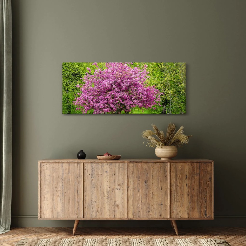 Tablou cu pom înflorit pe luncă (120x50 cm)
