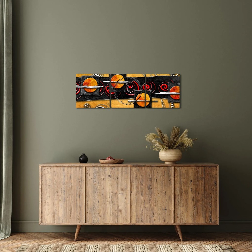 Tablou abstacției - Panete (cu ceas) (90x30 cm)