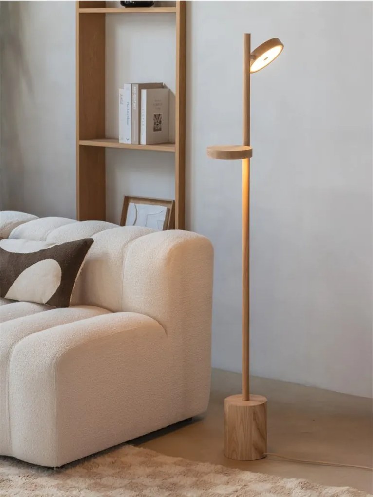 Lampadar LED din lemn de frasin natur Okinawa